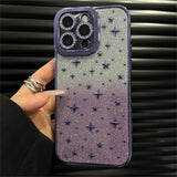 Bling Glitter Gradient Thin Y2K Star Plating Phone Case For iPhone