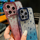 Bling Glitter Gradient Thin Y2K Star Plating Phone Case For iPhone