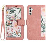 Luxury Flower Pattern Magnetic Clasp Flip Leather Case for Galaxy