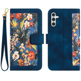 Luxury Flower Pattern Magnetic Clasp Flip Leather Case for Galaxy