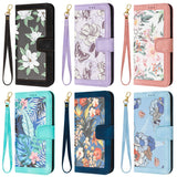 Luxury Flower Pattern Magnetic Clasp Flip Leather Case for Galaxy