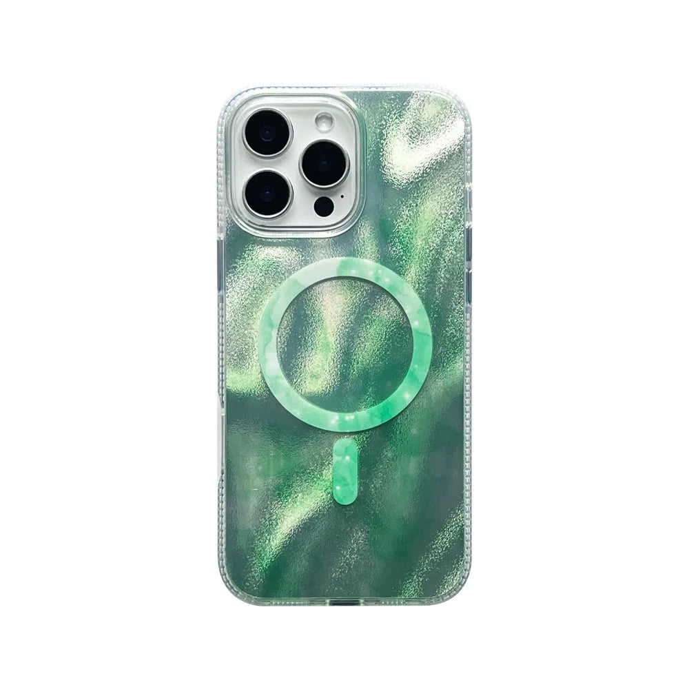 Luxury Gradient Jade Texture Pattern Magnetic Phone Case for iPhone