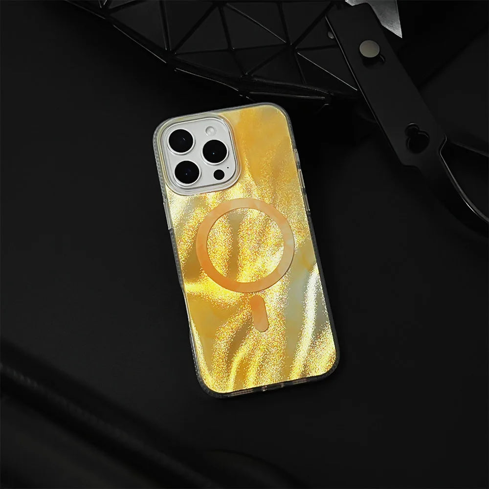 Luxury Gradient Jade Texture Pattern Magnetic Phone Case for iPhone