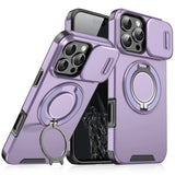 Luxury Armor Magnetic Bracket Slide Camera Protection Case For iPhon