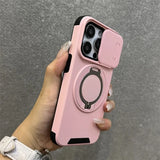 Luxury Armor Magnetic Bracket Slide Camera Protection Case For iPhon