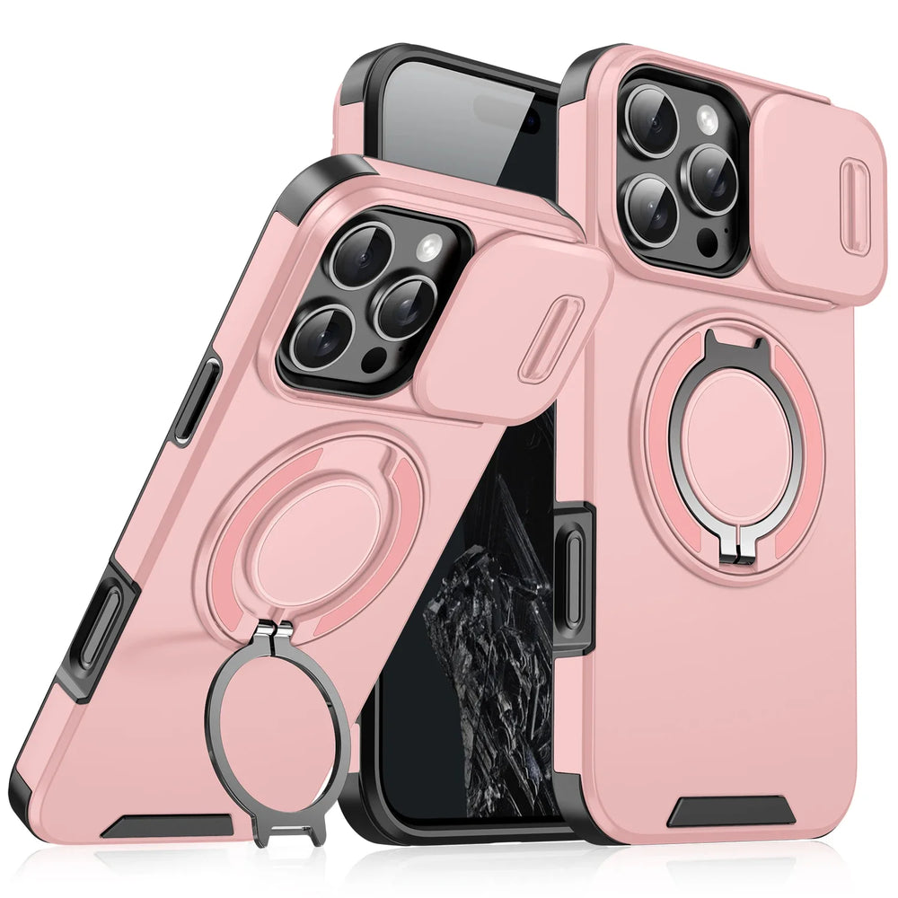 Luxury Armor Magnetic Bracket Slide Camera Protection Case For iPhon