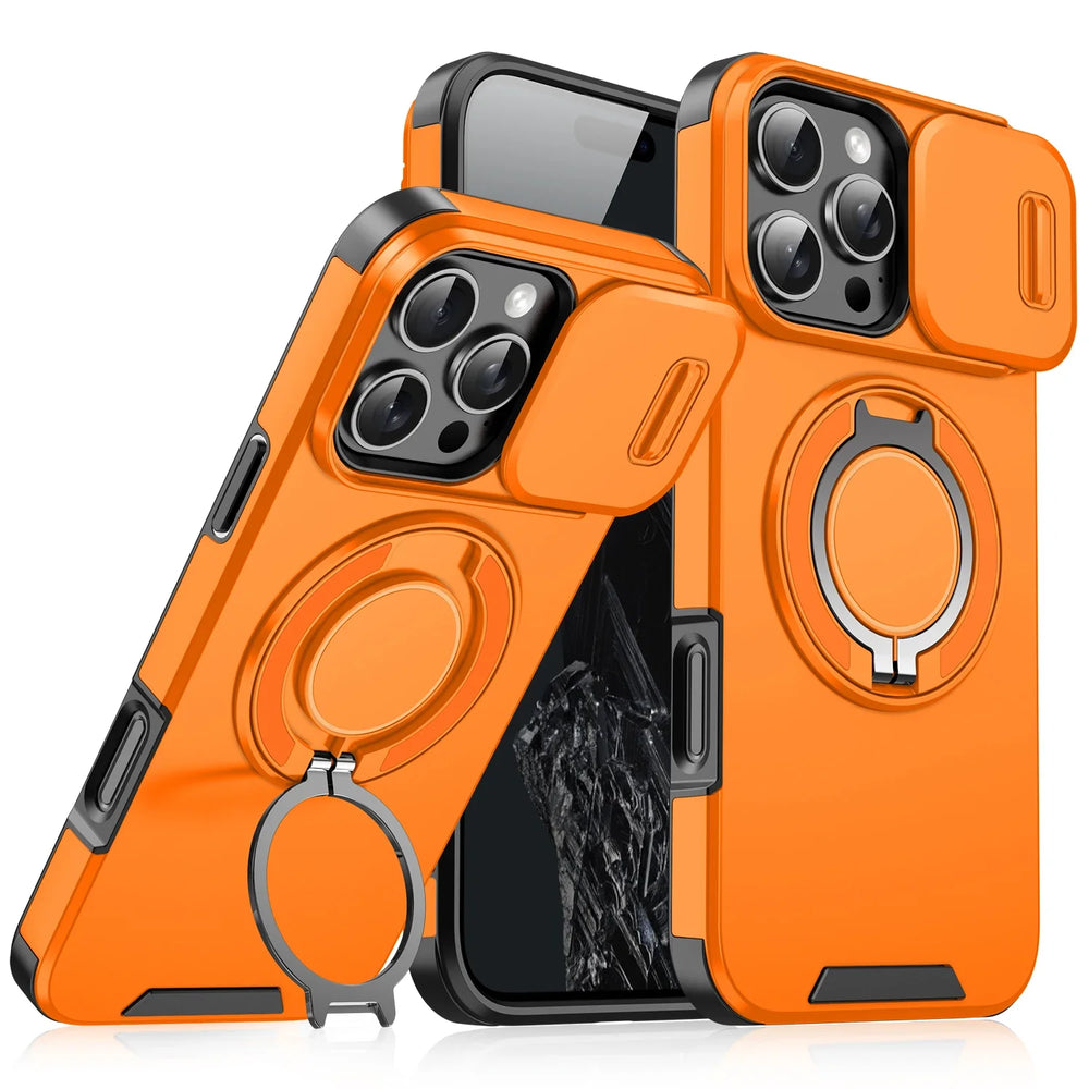 Luxury Armor Magnetic Bracket Slide Camera Protection Case For iPhon