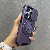 Luxury Armor Magnetic Bracket Slide Camera Protection Case For iPhon