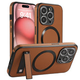 Luxury Magnetic Wireless Charging Leather Stand Case For iPhone