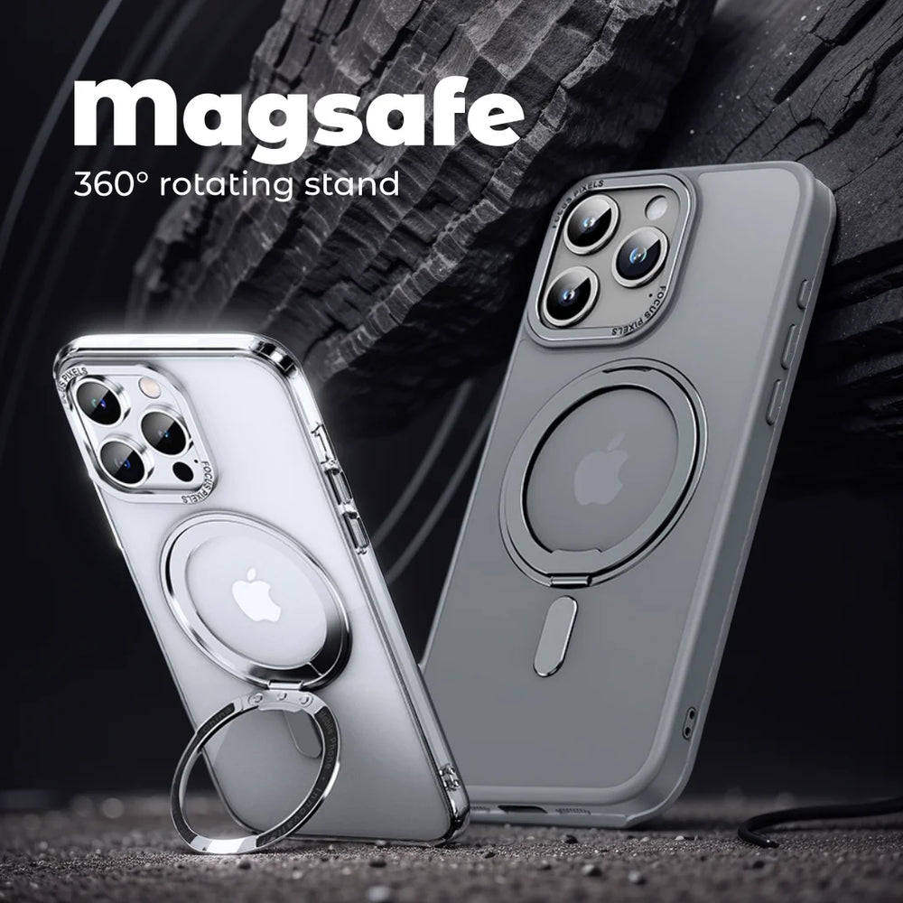 Luxury Magnetic Stand Transparent Matte Case For iphone