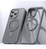 Luxury Magnetic Stand Transparent Matte Case For iphone