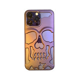 Luxury Matte Plating Metallic Color Hollow Out Skull Hard Case For iPhone