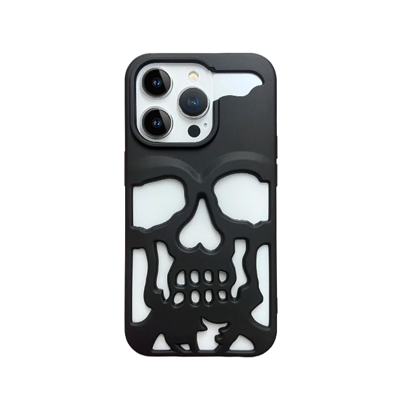 Luxury Matte Plating Metallic Color Hollow Out Skull Hard Case For iPhone