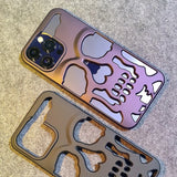 Luxury Matte Plating Metallic Color Hollow Out Skull Hard Case For iPhone