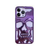 Luxury Matte Plating Metallic Color Hollow Out Skull Hard Case For iPhone