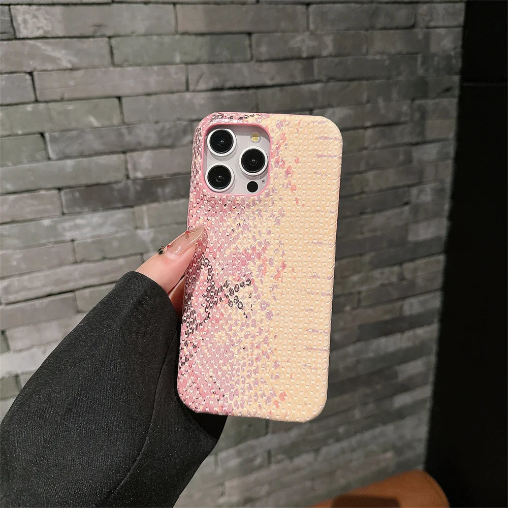 Luxury Snake skin Graphic 3D Shockproof Matte Hard Case For iPhone