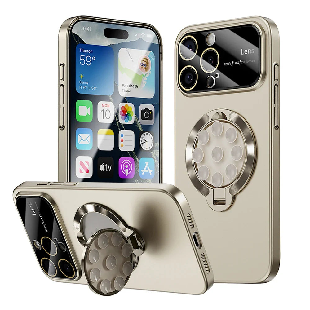 Luxury Suction Cup Magnetic Folding Stand Case For iPhone