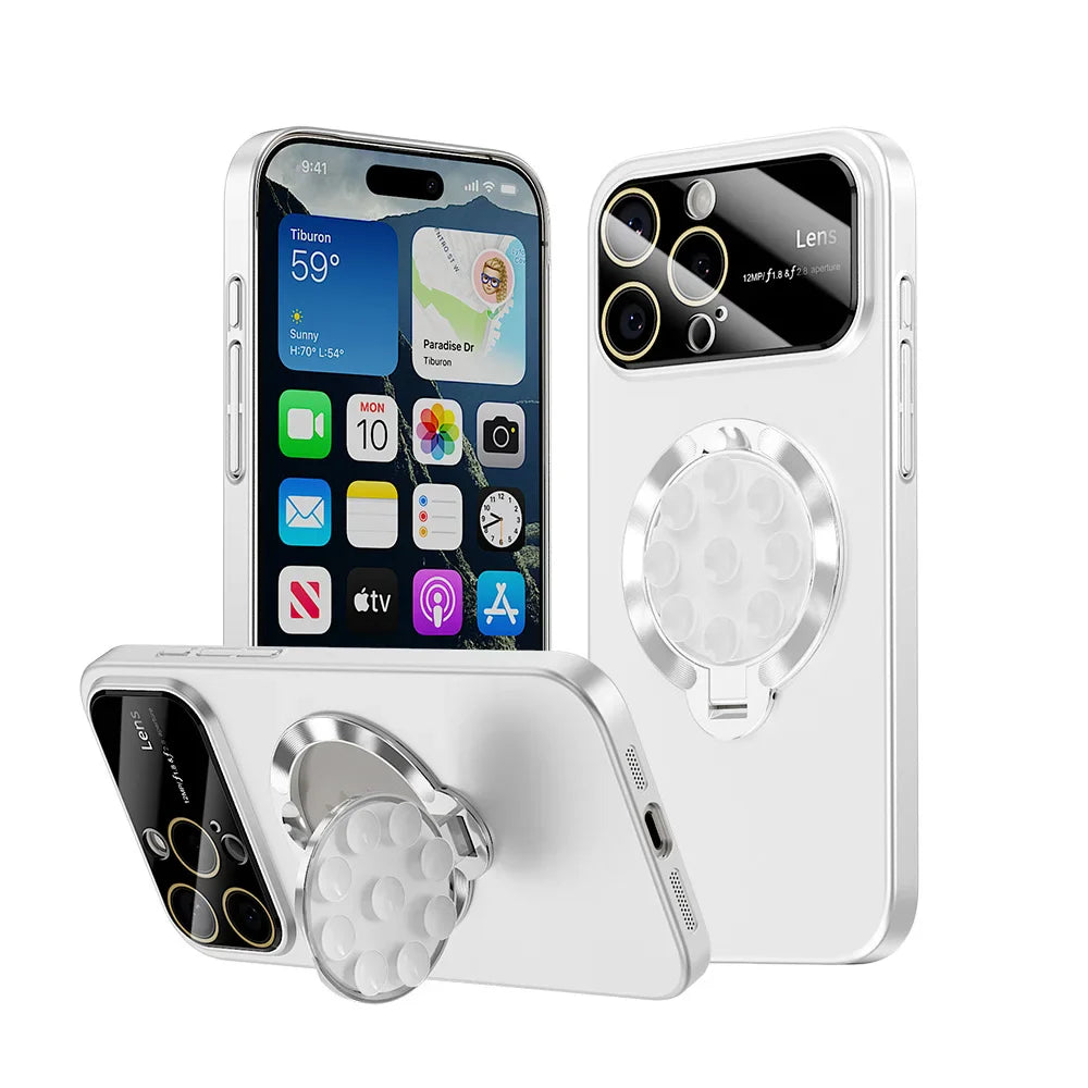 Luxury Suction Cup Magnetic Folding Stand Case For iPhone