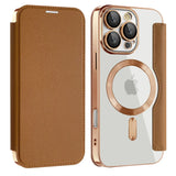 Luxury Transparent Flip Leather Wallet Magnetic Case For iPhone