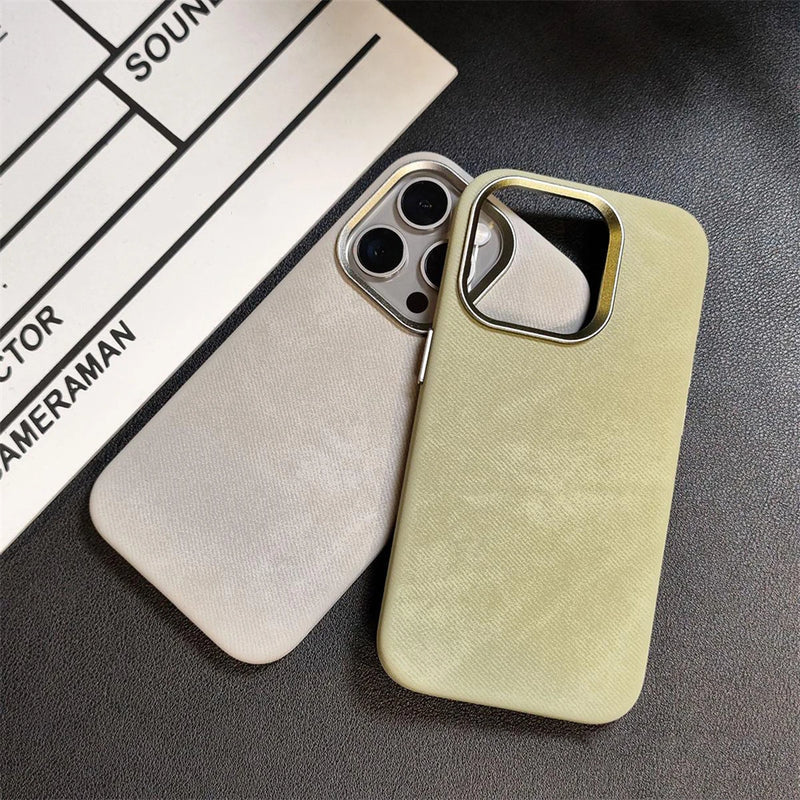 Luxury Magnetic Fiber Leather Case For iPhone