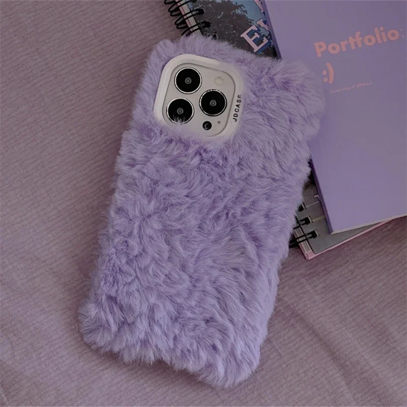 Macaron Candy Color Winter Warm Plush Case For iPhone