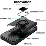 Magnetic 360 °Bracket Sliding Window Case With Hidden Card Slot For iPhone