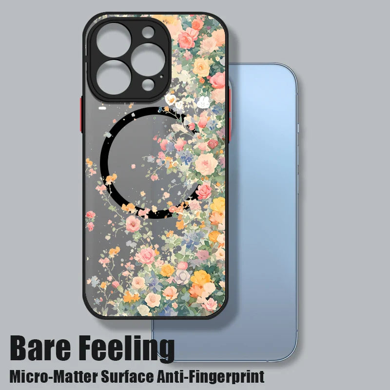 Magnetic Romantic Flowers Case For iPhone