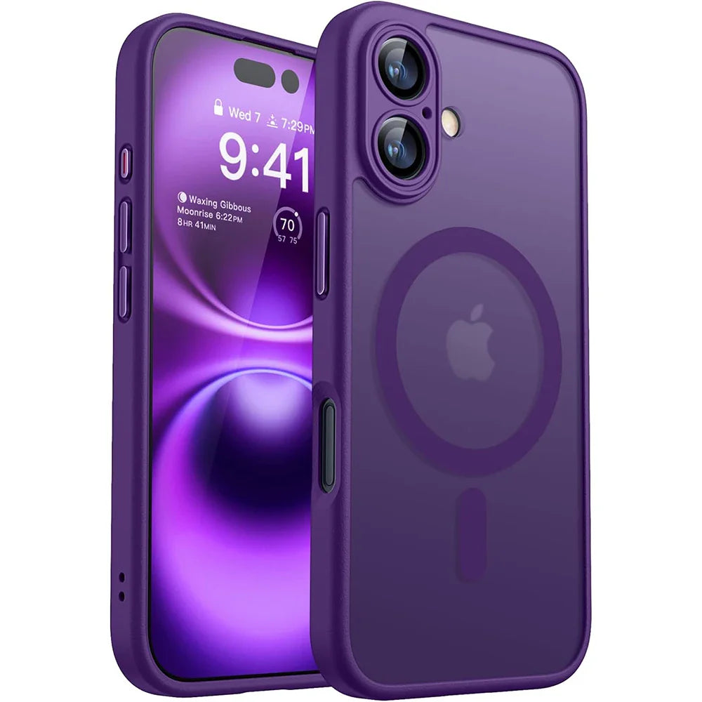 Magnetic Matte Translucent Armor Shockproof Hard PC Case For iPhone