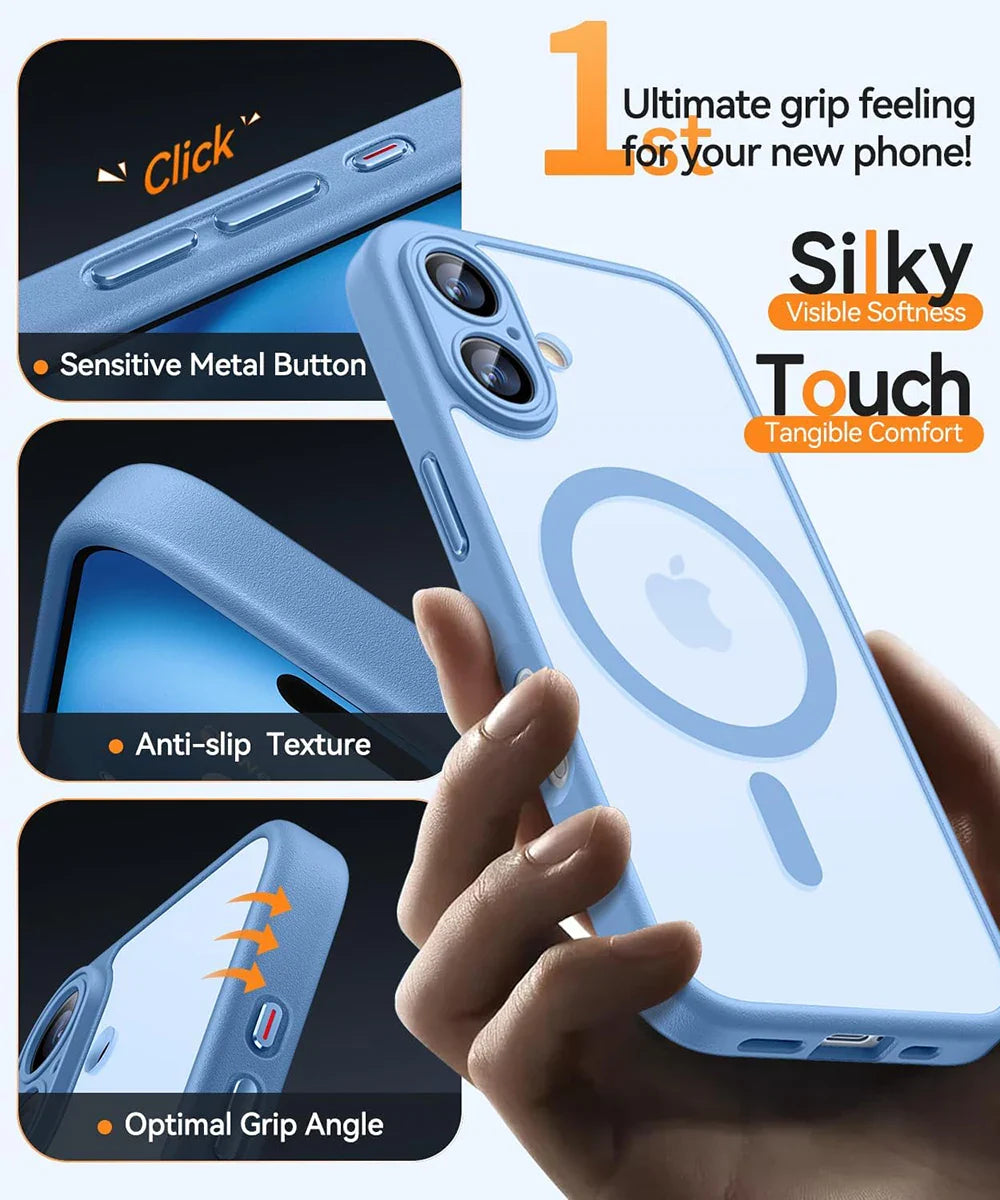 Magnetic Matte Translucent Armor Shockproof Hard PC Case For iPhone