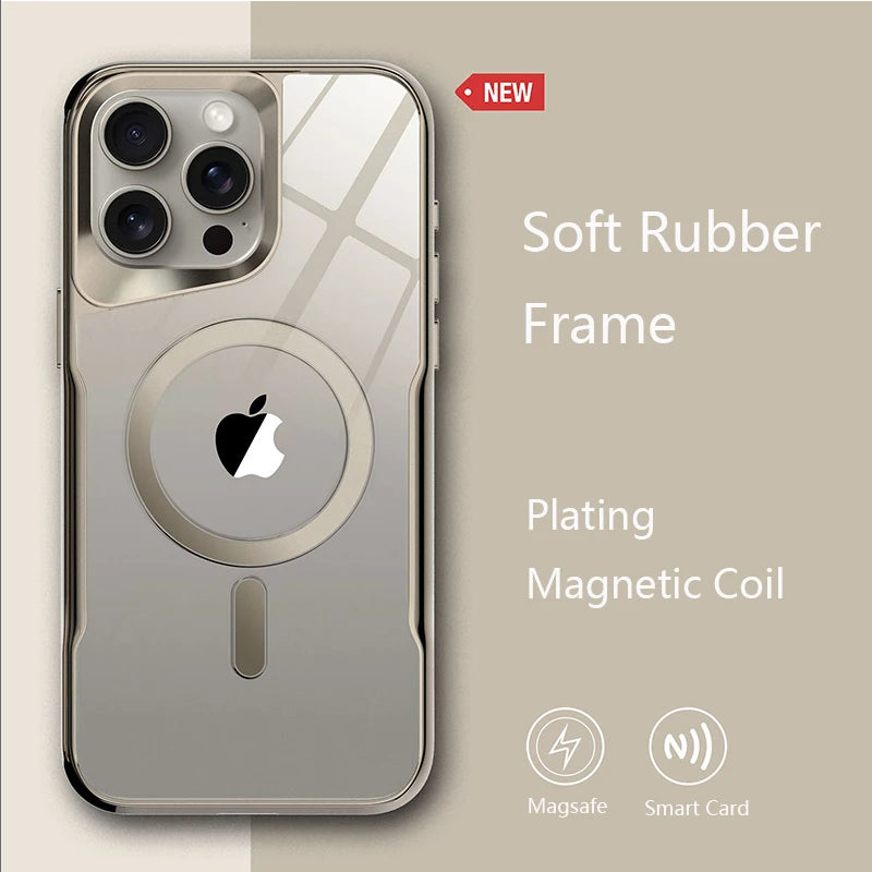 Magnetic Plating Soft Rubber Frame Case For iPhone