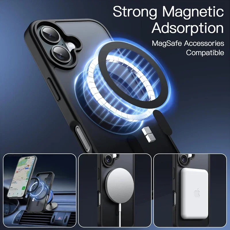 Matte Magnetic Wireless Charging Translucent Case For iPhone