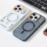 Frosted Back Metal Lens Frame Buttons Matte Magnetic Case For iPhone