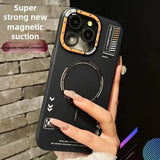 Frosted Back Metal Lens Frame Buttons Matte Magnetic Case For iPhone