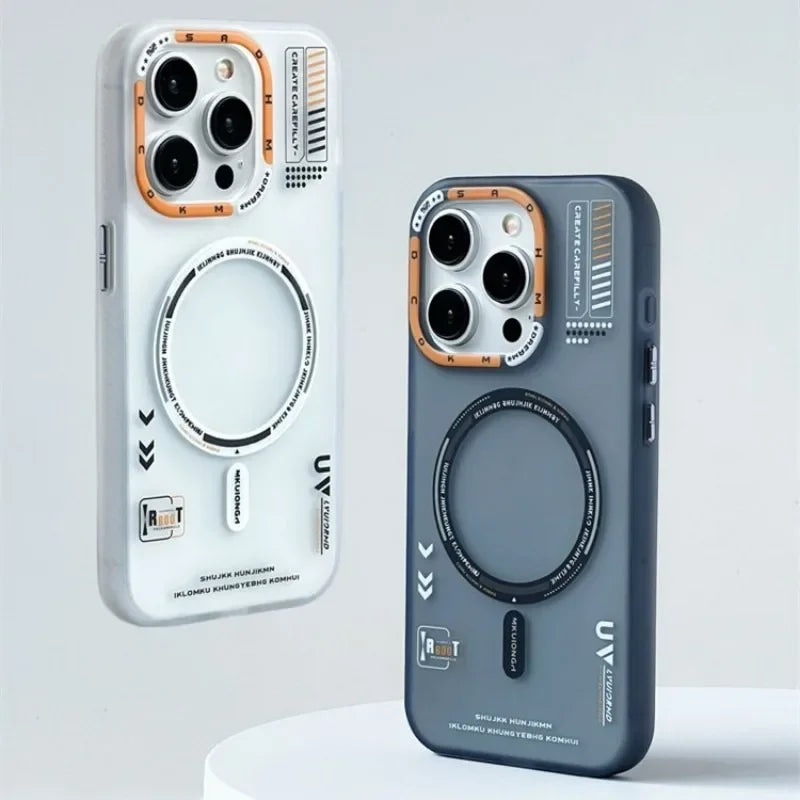 Frosted Back Metal Lens Frame Buttons Matte Magnetic Case For iPhone