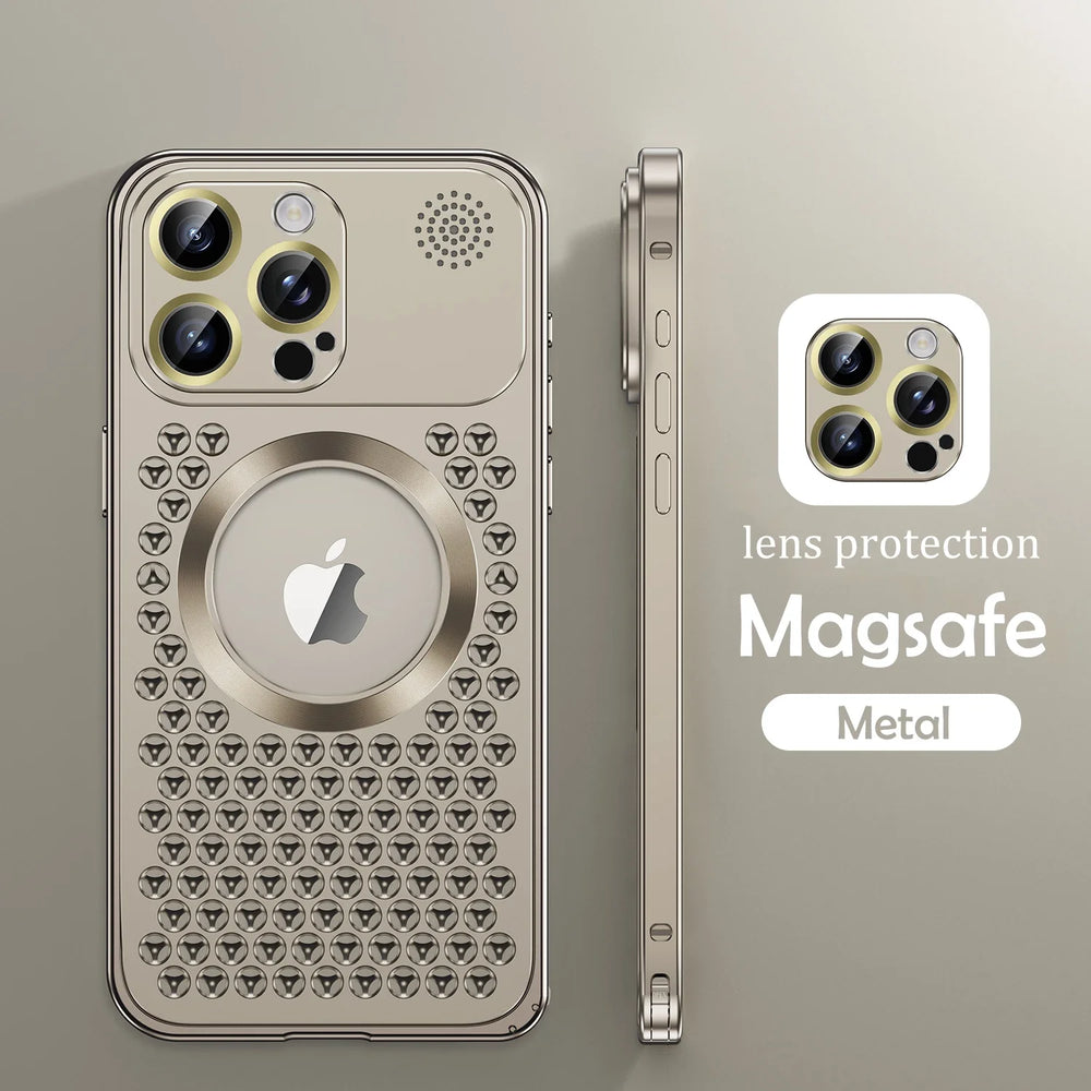 Magnetic Aluminum Metal Heat Dissipation Phone Case For iPhone