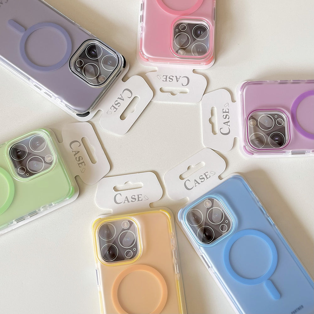 Frosted solid color electroplated buttons case for iPhone