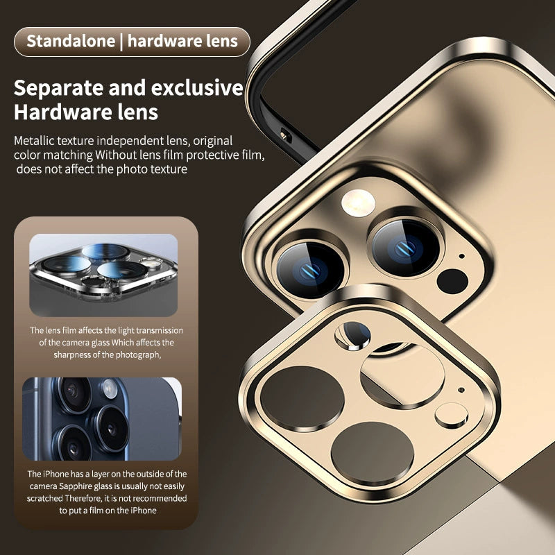 Metal Frame Flat Corner Silicone Case for iPhone