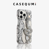 High-grade Snake Pattern Card Holder Diamond Wristband Case For iPhone