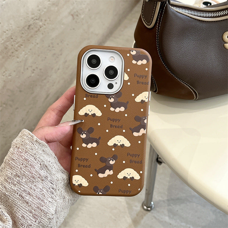 Autumn and winter plush dog back clip crossbody lanyard Case for iPhone