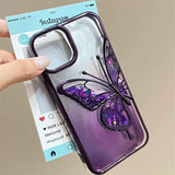 High-grade feather yarn electroplating quicksand butterfly Case for iPhone