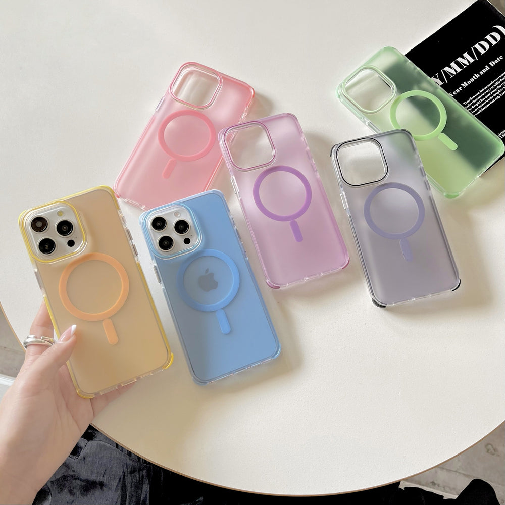 Frosted solid color electroplated buttons case for iPhone