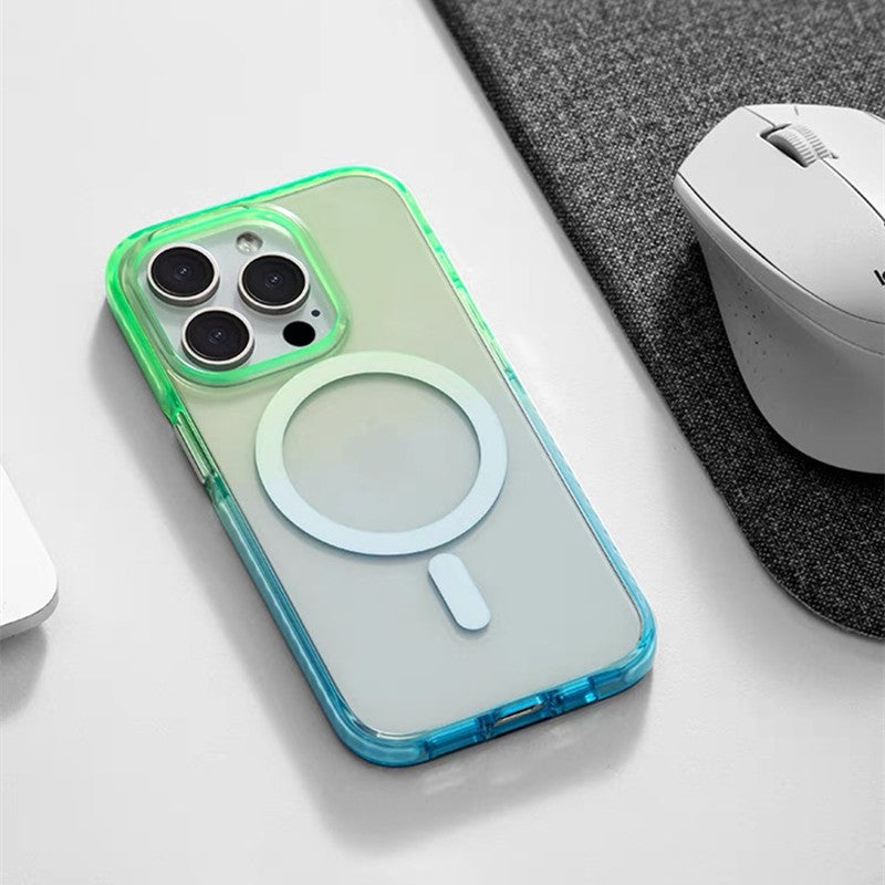 Magnetic Gradient Color Transparent Case for iPhone