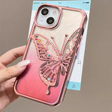 High-grade feather yarn electroplating quicksand butterfly Case for iPhone