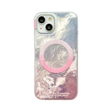 High-grade Gradient Tin Foil Pattern With Magnetic Holder Case For iPhone