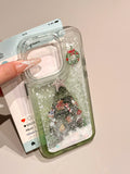 Snowflake quicksand green smudged Christmas tree Case for iPhone