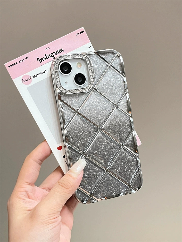 Light luxury Electroplating Three-Dimensional Diamond Glitter Case For iPhone