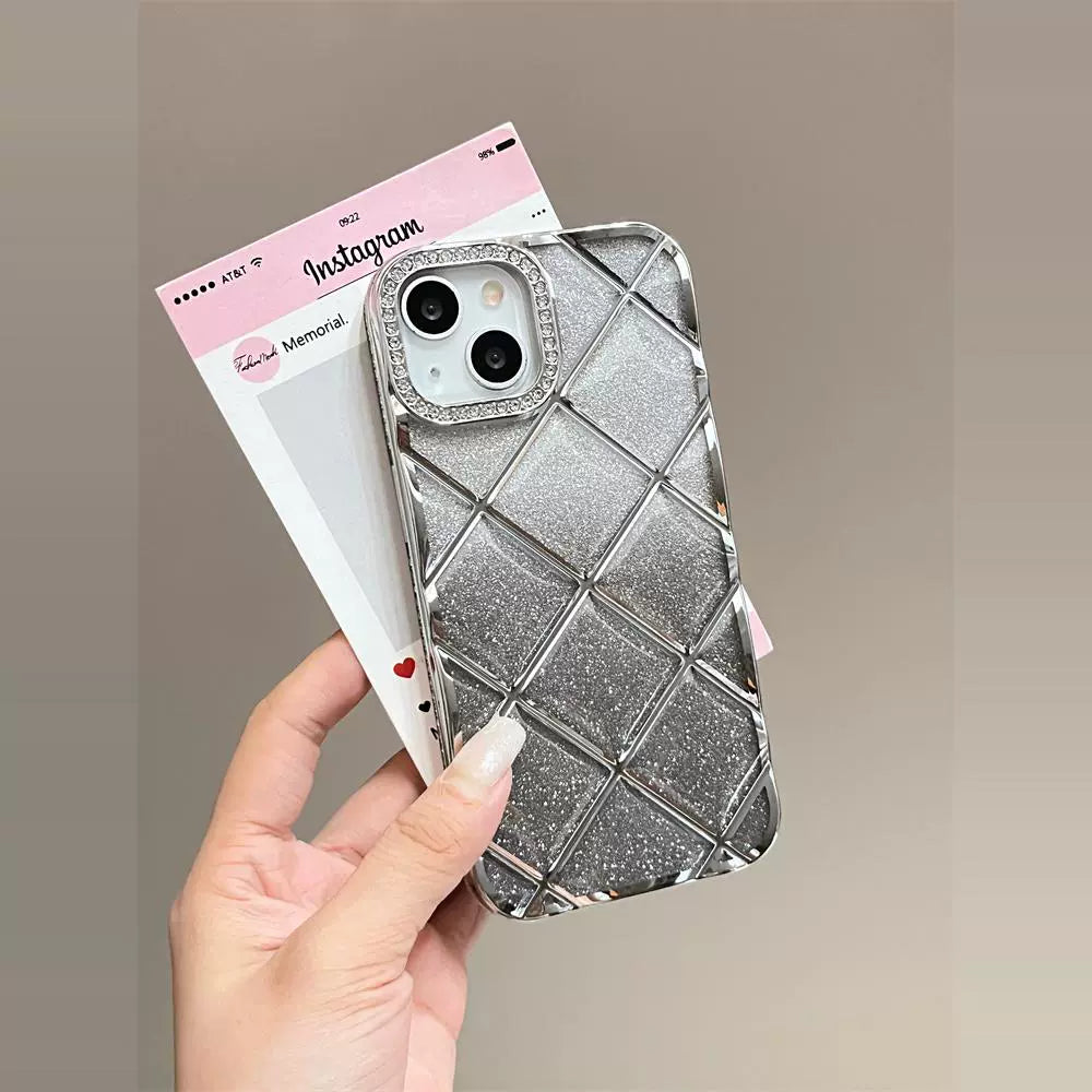 Light luxury Electroplating Three-Dimensional Diamond Glitter Case For iPhone