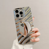 Water Ripple Electroplating Silver Gray Mirror Case For iphone