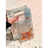 Cute glitter goldfish quicksand shell Case for iPhone