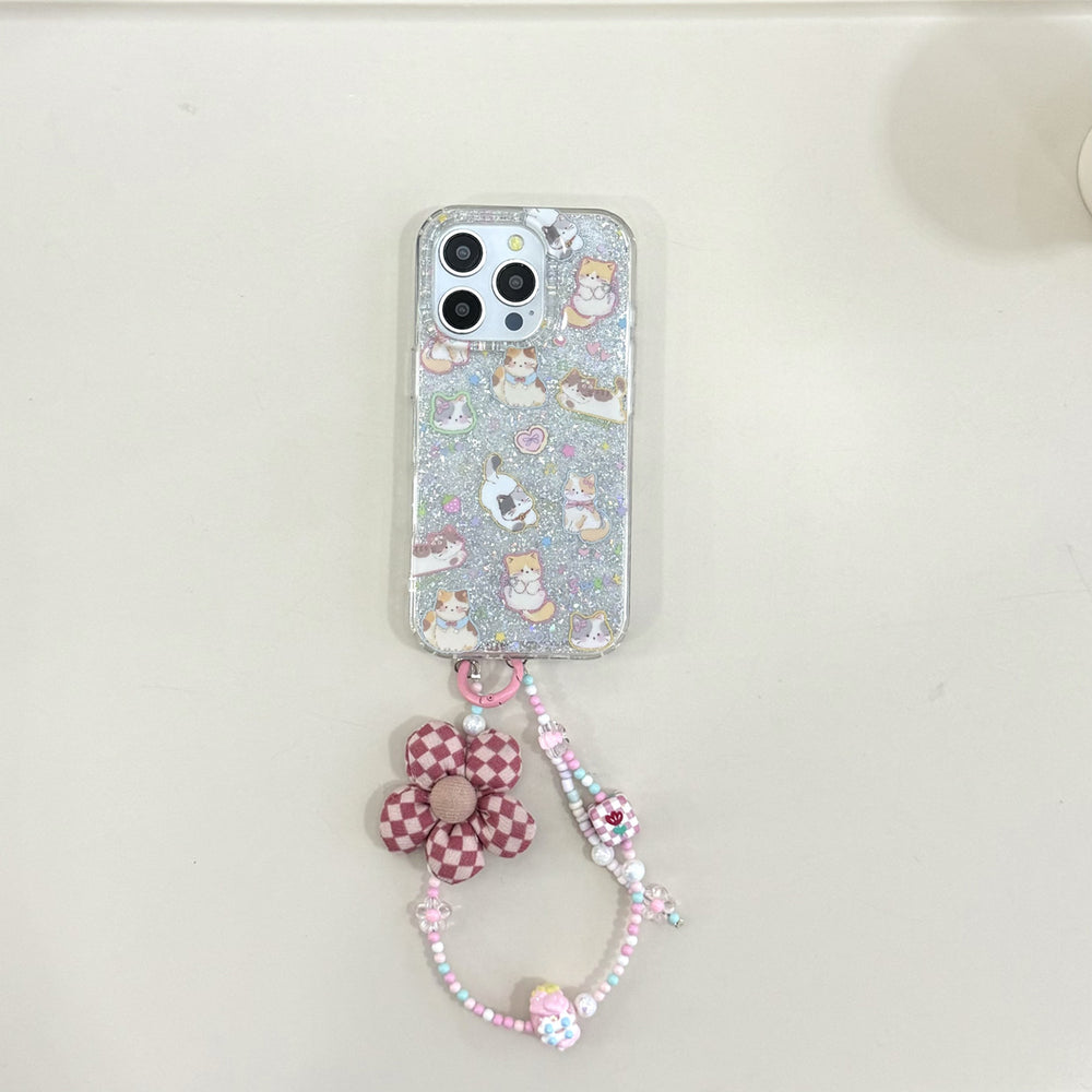 Silver Foil Glitter Cat Case for iPhone